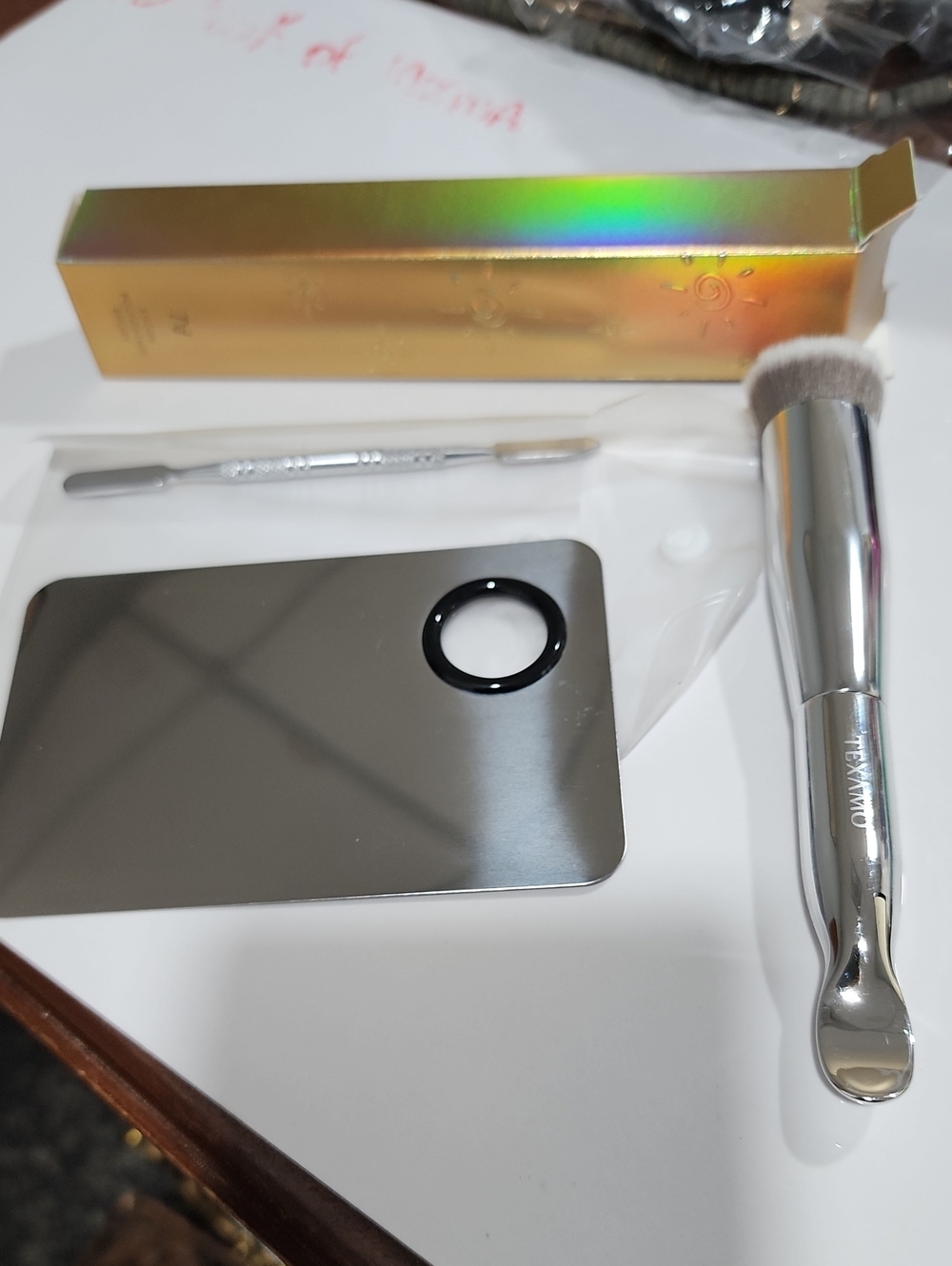 Premium Silver Makeup Brush Set with Mixing Palette